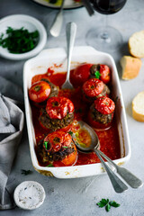 Stuffed Tomatoes in French..selective focus