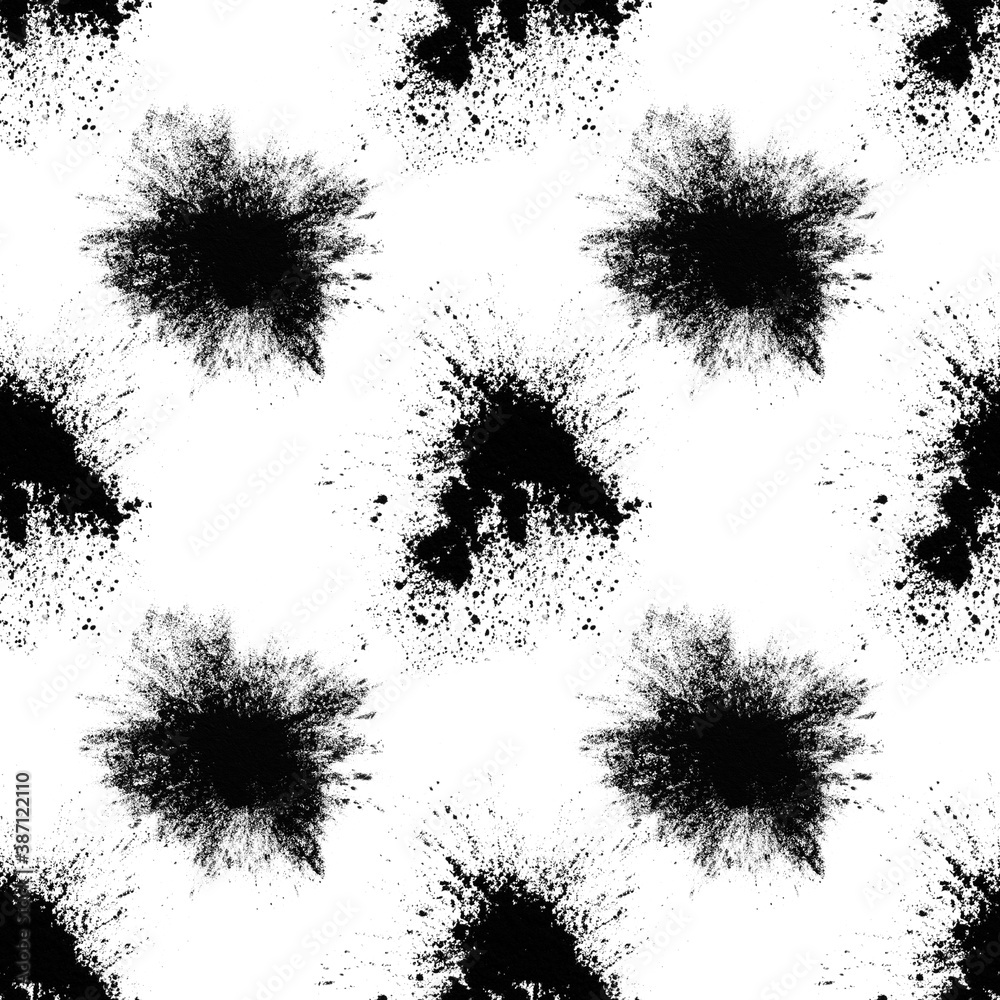 Aufkleber seamless pattern of black spots with splashes isolated on white background
