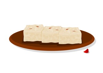 Kalakand Indian Sweets or Mithai Food Vector