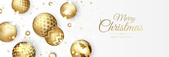 Merry Christmas web banner. Background for invitation or seasons greeting.