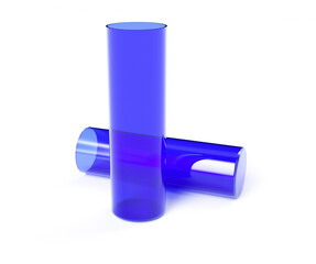 Blank white glass sport bottle mockup, isolated, side view, 3d rendering. Empty transparent container for water mock up. Clear acrylic flask for fitness in gym or travel template.