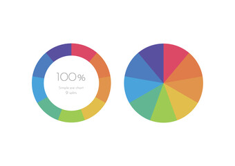 9分割したカラフルで使いやすいシンプルな円グラフ