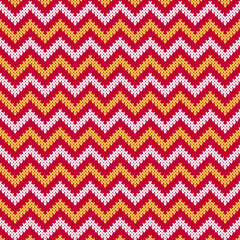 Red knitted Christmas sweater chevron stripe seamless pattern.