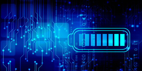 2d rendering Electrical energy and power supply source concept, accumulator battery with charging level indicator