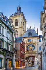 Gros-Horloge clock in Rouen, Normandy