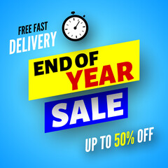 End of year sale banner. Vector illustration.