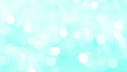 Bokeh light on blue background, sky with circle glitter light blue. Snow abstract soft glowing with vivid bright light and bokeh blur effect. 