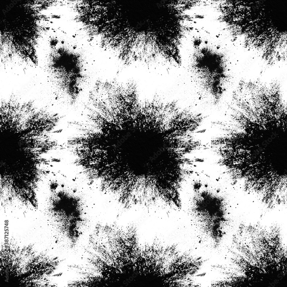 Aufkleber seamless pattern of black spots with splashes isolated on white background