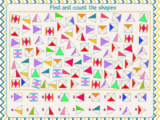 A game for children. Development of attention. Find and count the shapes.
