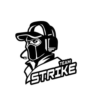 Black And White Logo Esport Team Strike Logotype Design 