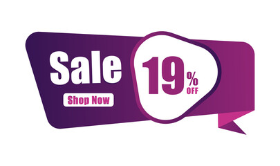 19% discount Sales banner, 19 percent Banners, New offer Discount sign banner