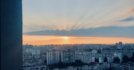 sunset over the city