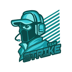 Monochromatic II Esport And Gaming Team Strike Logotype Blue Green