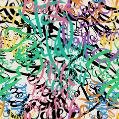 Obraz premium Graffiti background seamless pattern. Hand style tagging