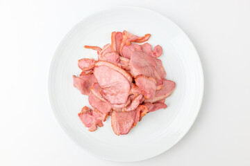 Duck meat on white background