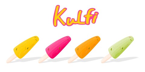 kulfi Indian Sweets or Mithai Food Vector