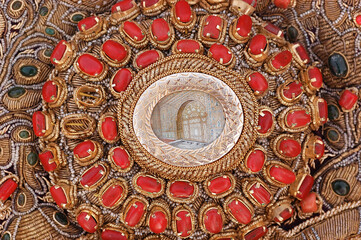 Precious stone studded old Mughal wall hanging, Royal India	