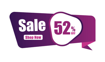 52% discount Sales banner, 52 percent Banners, New offer Discount sign banner