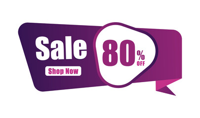 80% discount Sales banner, 80 percent Banners, New offer Discount sign banner