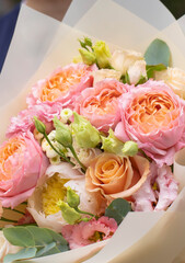 Flower composition. Macro photo. Wedding decor. A Beautiful bouquet of fresh flowers.
