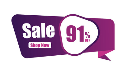 91% discount Sales banner, 91 percent Banners, New offer Discount sign banner