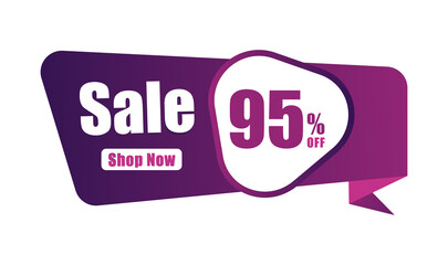 95% discount Sales banner, 95 percent Banners, New offer Discount sign banner