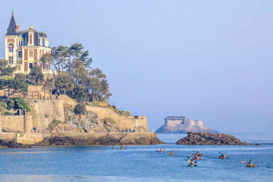 Canoeing at Dinard, Brittany, France	