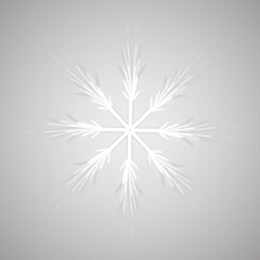  isolated, white snowflake on gray background