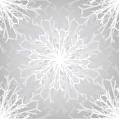 vector, gray background with white snowflakes, ornament, pattern