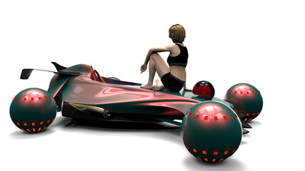 3D illustration of a flying transport 00100