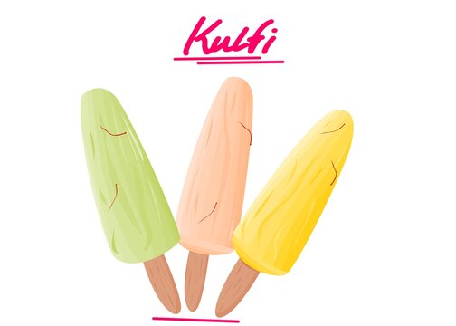kulfi Indian Sweets or Mithai Food Vector
