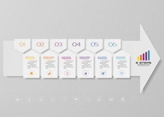 6 steps of arrow infografics template. for your presentation.	