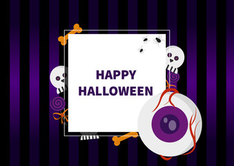 Halloween poster cute cartoon vector illustration with text 