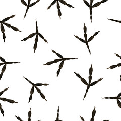 Bird tracks pattern. Watercolor textures. Print for fabric.