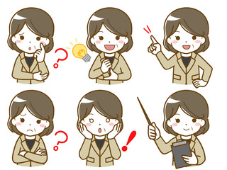 スーツを着た中年女性の疑問と解決