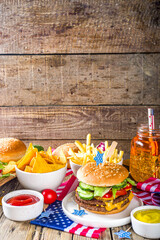 Traditional American Picnic with burgers