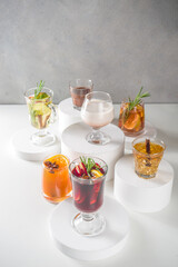 Various autumn winter alcohol cocktails