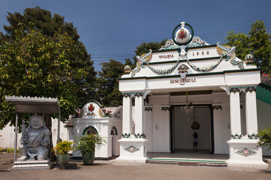 Kraton (Sultan Palace complex) entrance with the Dwarapala Donopratono guardian in Yogyakarta, Java, Indonesia