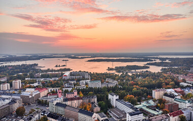 Aerial view of Taka-Töölö neighborhood of Helsinki, Finland.