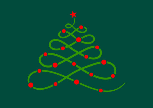 Abstrakter Weihnachtsbaum Linien Rot Grün