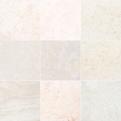 Nine different qualitative beautiful marble with natural pattern. Mosaic.