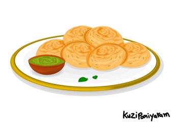 kuzhi paniyaram or Paddu indian Sweet Dish Food Vector