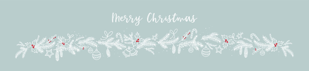 Lovely hand drawn christmas garland with branches and decoration, great for banners, wallpapers, cards - vector design