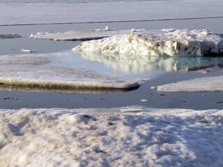 Ice floes floating in water