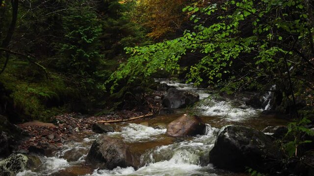 long exposure shot of the waterfalls in glenachulish near Ballachulish and the entrance to glencoe and rannoch moor in the argyll region of the highlands of scotland during autumn