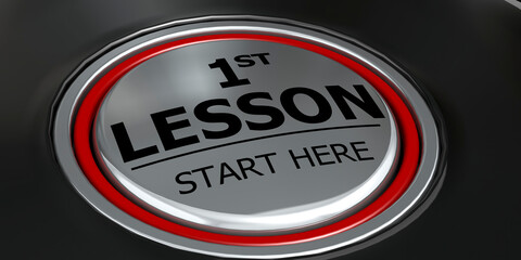 First lesson start here button on black background