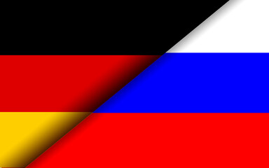 Flags of the Germany and Russia divided diagonally