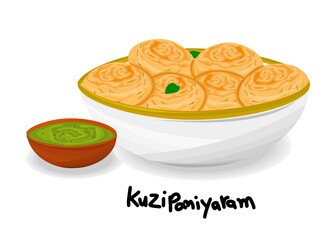kuzhi paniyaram or Paddu indian Sweet Dish Food Vector