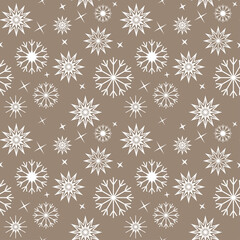 Seamless Christmas snowflake pattern on a stained-glass craft background. Pattern for holiday packaging, postcards, office supplies, backgrounds, websites. New year 2021, Christmas.