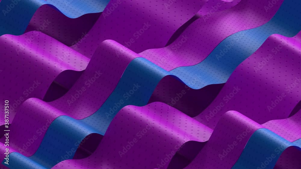 Poster 3d render of abstract waves with texture. minimalistic style. soft lighting. loopable sequence. blue